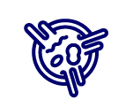 Blue line drawing of a shield-like circular badge containing a wrench and a gear, symbolizing maintenance and safety actions.
