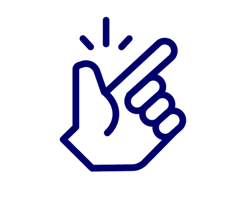 Icon of a hand with the index finger extended, tapping or clicking a button.