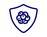 Blue shield icon with a circular emblem in the center, representing security/protection.