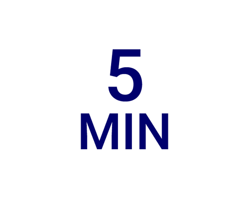 Countdown timer showing 5 MIN remaining