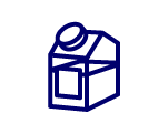 Blue outlined open cardboard box icon